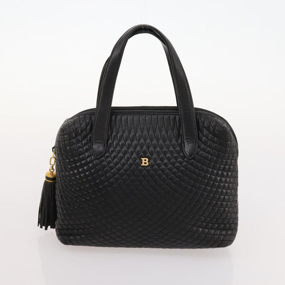 BALLY Hand Bag Leather 3 Set Black Pink Auth mr2113