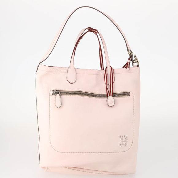 BALLY Hand Bag Leather 3 Set Black Pink Auth mr2113