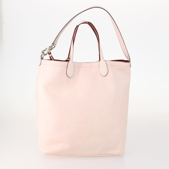 BALLY Hand Bag Leather 3 Set Black Pink Auth mr2113