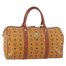 MCM Vicetos Logogram Boston Bag PVC Leather Brown Gold Auth mr2119-1