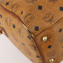 MCM Vicetos Logogram Boston Bag PVC Leather Brown Gold Auth mr2119-14