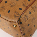 MCM Vicetos Logogram Boston Bag PVC Leather Brown Gold Auth mr2119-15