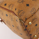 MCM Vicetos Logogram Boston Bag PVC Leather Brown Gold Auth mr2119-16