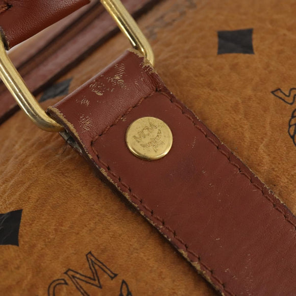 MCM Vicetos Logogram Boston Bag PVC Leather Brown Gold Auth mr2119