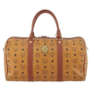 MCM Vicetos Logogram Boston Bag PVC Leather Brown Gold Auth mr2119-13