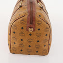 MCM Vicetos Logogram Boston Bag PVC Leather Brown Gold Auth mr2119-4