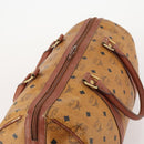 MCM Vicetos Logogram Boston Bag PVC Leather Brown Gold Auth mr2119-6