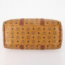 MCM Vicetos Logogram Boston Bag PVC Leather Brown Gold Auth mr2119-5