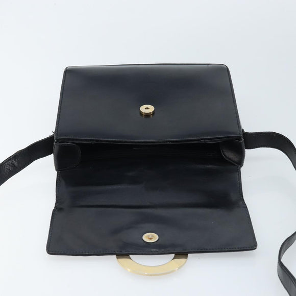 CELINE Shoulder Bag Leather Black Gold Auth mr2124A