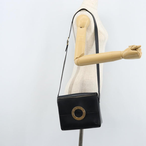 CELINE Shoulder Bag Leather Black Gold Auth mr2124A