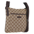 GUCCI GG Canvas Shoulder Bag Beige Silver 122793 Auth mr2126-1