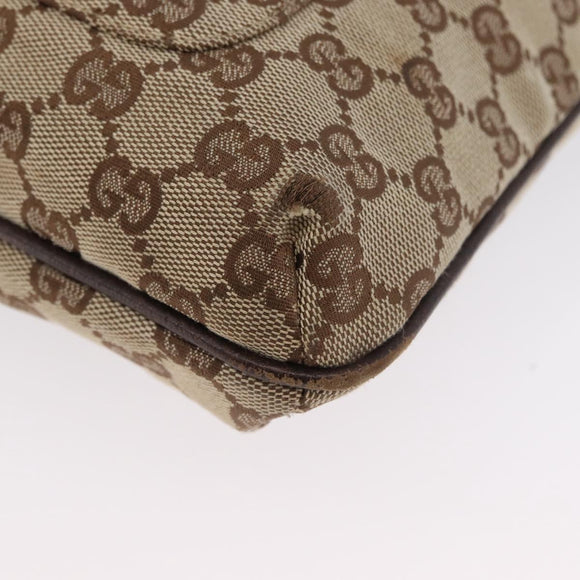 GUCCI GG Canvas Shoulder Bag Beige Silver 122793 Auth mr2126