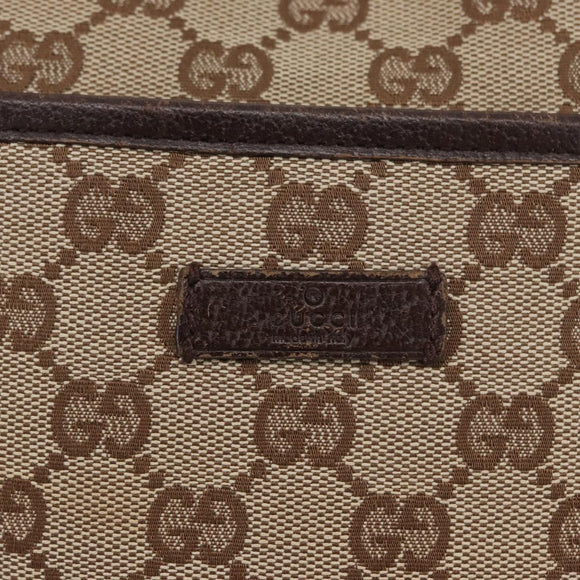 GUCCI GG Canvas Shoulder Bag Beige Silver 122793 Auth mr2126