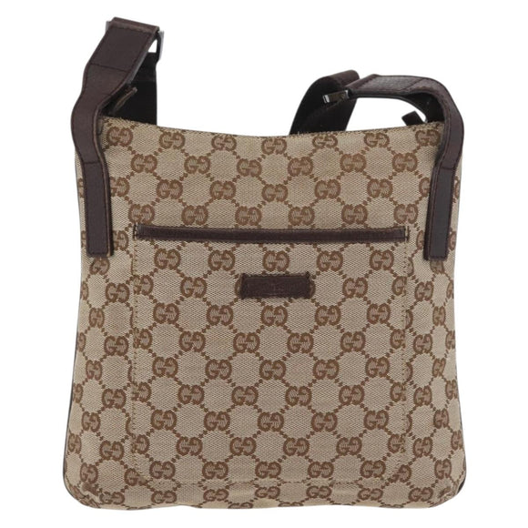 GUCCI GG Canvas Shoulder Bag Beige Silver 122793 Auth mr2126