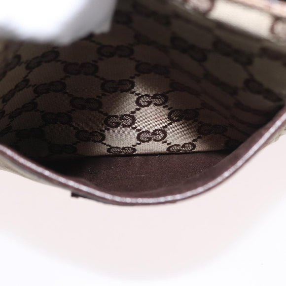 GUCCI GG Canvas Shoulder Bag Beige Silver 122793 Auth mr2126