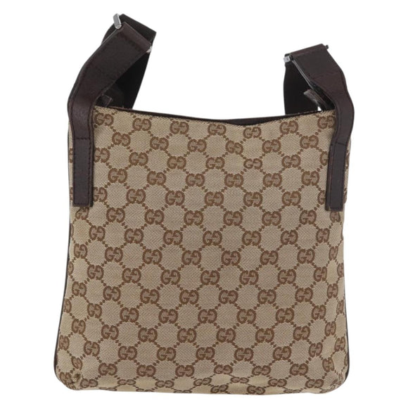 GUCCI GG Canvas Shoulder Bag Beige Silver 122793 Auth mr2126