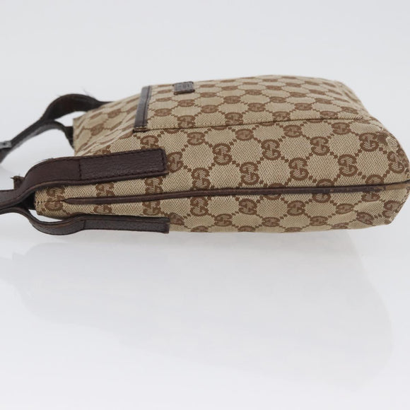 GUCCI GG Canvas Shoulder Bag Beige Silver 122793 Auth mr2126