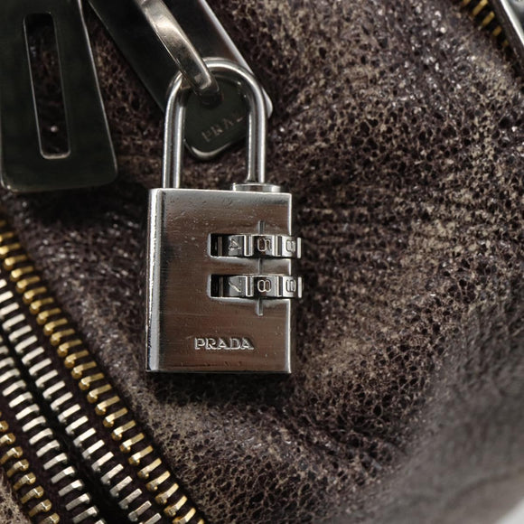 PRADA Hand Bag Leather Purple Silver Auth mr2128