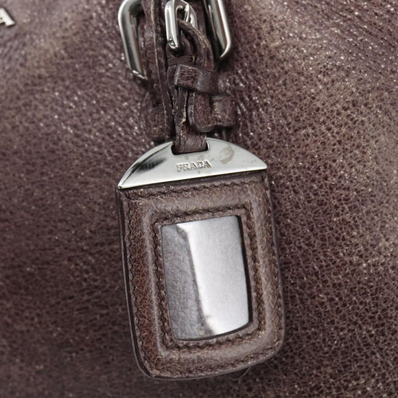 PRADA Hand Bag Leather Purple Silver Auth mr2128