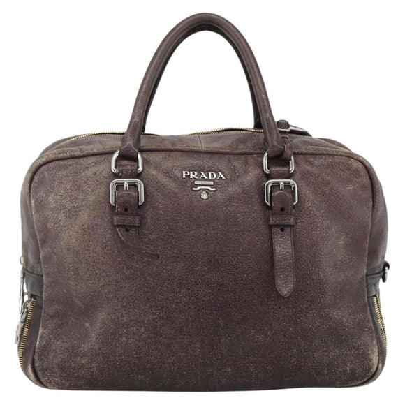 PRADA Hand Bag Leather Purple Silver Auth mr2128