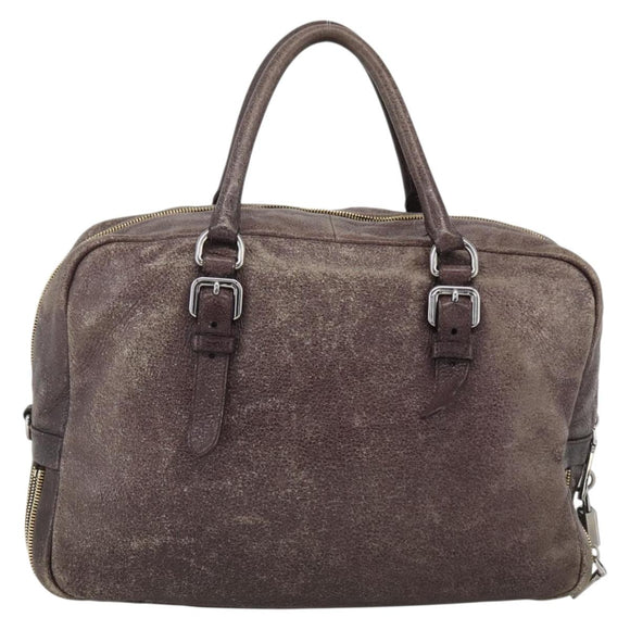 PRADA Hand Bag Leather Purple Silver Auth mr2128