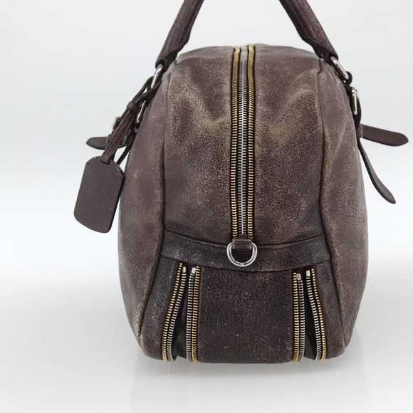 PRADA Hand Bag Leather Purple Silver Auth mr2128