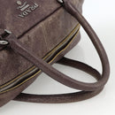 PRADA Hand Bag Leather Purple Silver Auth mr2128-7