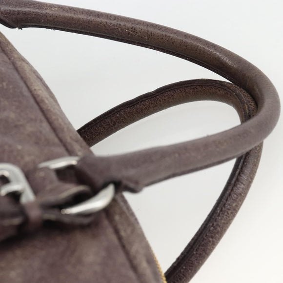 PRADA Hand Bag Leather Purple Silver Auth mr2128