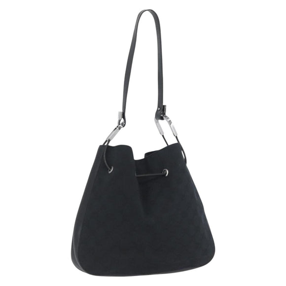 GUCCI GG Canvas Shoulder Bag Black Silver 001 3748 Auth mr2131