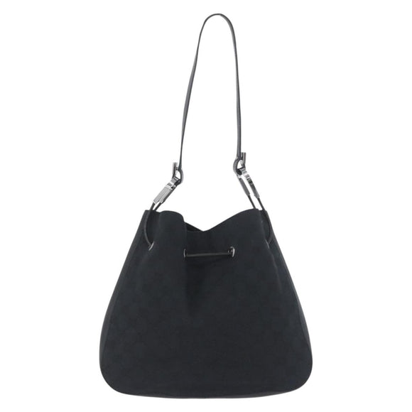 GUCCI GG Canvas Shoulder Bag Black Silver 001 3748 Auth mr2131