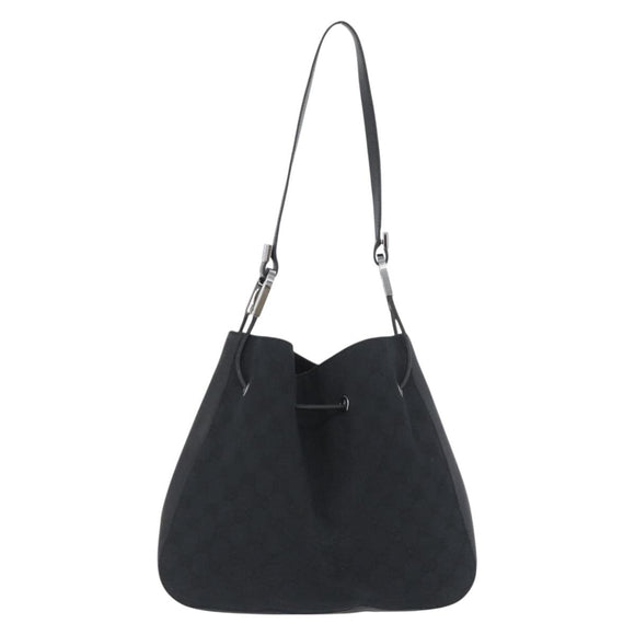 GUCCI GG Canvas Shoulder Bag Black Silver 001 3748 Auth mr2131
