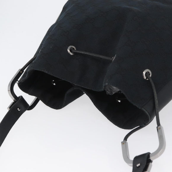 GUCCI GG Canvas Shoulder Bag Black Silver 001 3748 Auth mr2131