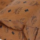 MCM Logogram Vicetos Clutch Bag PVC Leather Brown Gold Auth mr2133V-15