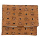 MCM Logogram Vicetos Clutch Bag PVC Leather Brown Gold Auth mr2133V-2