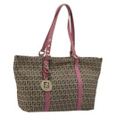 FENDI Zucchino Canvas Tote Bag Bruin Goud Auth mr2135-1