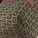FENDI Zucchino Canvas Tote Bag Bruin Goud Auth mr2135-16