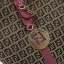 FENDI Zucchino Canvas Tote Bag Bruin Goud Auth mr2135-17