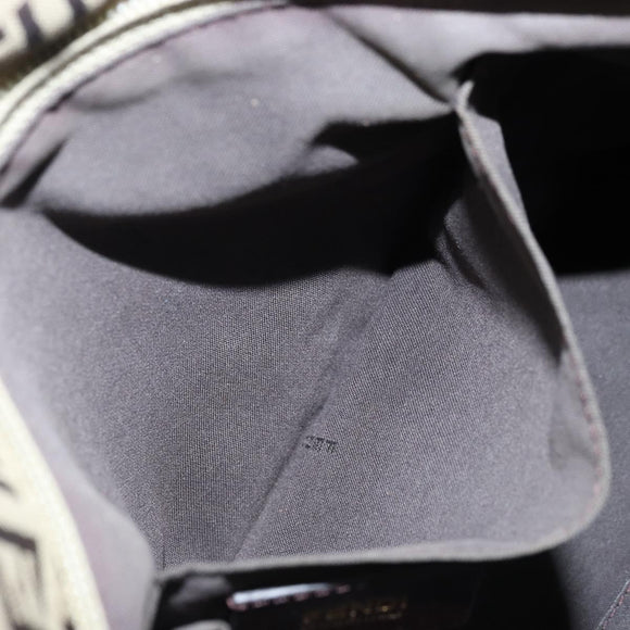FENDI Zucchino Canvas Tote Bag Bruin Goud Auth mr2135