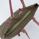 FENDI Zucchino Canvas Tote Bag Bruin Goud Auth mr2135-6