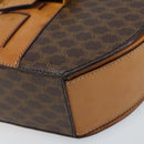 CELINE Macadam Canvas Handtas PVC Leer Bruin Goud Auth mr2139A-10