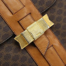 CELINE Macadam Canvas Handtas PVC Leer Bruin Goud Auth mr2139A-14