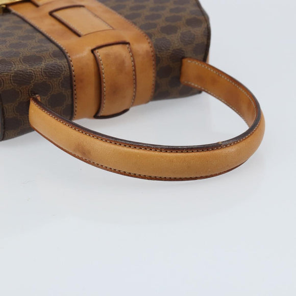 CELINE Macadam Canvas Handtas PVC Leer Bruin Goud Auth mr2139A