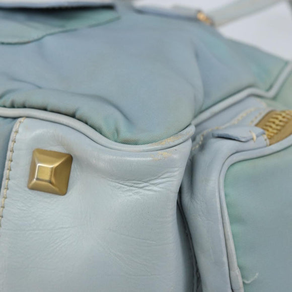 PRADA Hand Bag Nylon Light Blue Gold Auth mr2145A