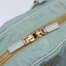PRADA Hand Bag Nylon Light Blue Gold Auth mr2145A-19