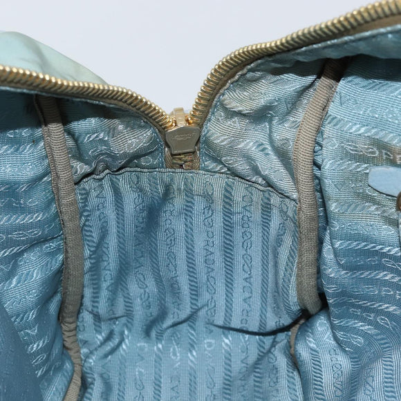 PRADA Hand Bag Nylon Light Blue Gold Auth mr2145A