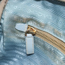PRADA Hand Bag Nylon Light Blue Gold Auth mr2145A-23