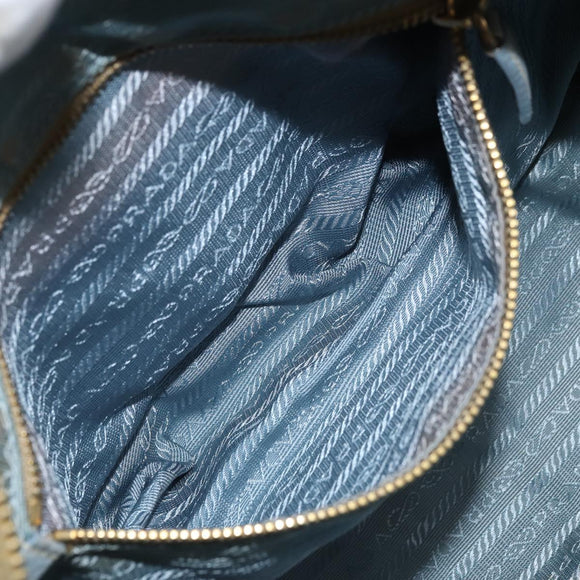 PRADA Hand Bag Nylon Light Blue Gold Auth mr2145A