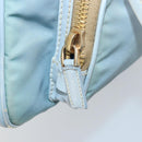 PRADA Hand Bag Nylon Light Blue Gold Auth mr2145A-25