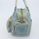 PRADA Hand Bag Nylon Light Blue Gold Auth mr2145A-3
