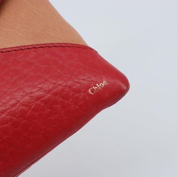 Chloe Shoulder Bag Leather Red Gold Auth mr2151